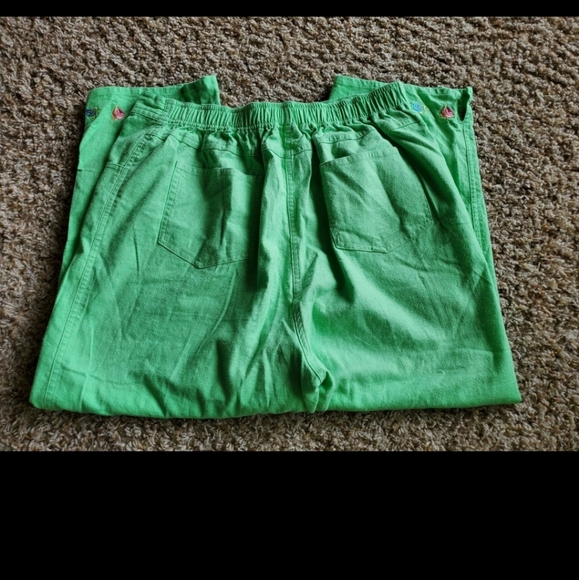 Women's Large green Quacker factory linen top & Capri pants set outfit euc - Picture 7 of 8